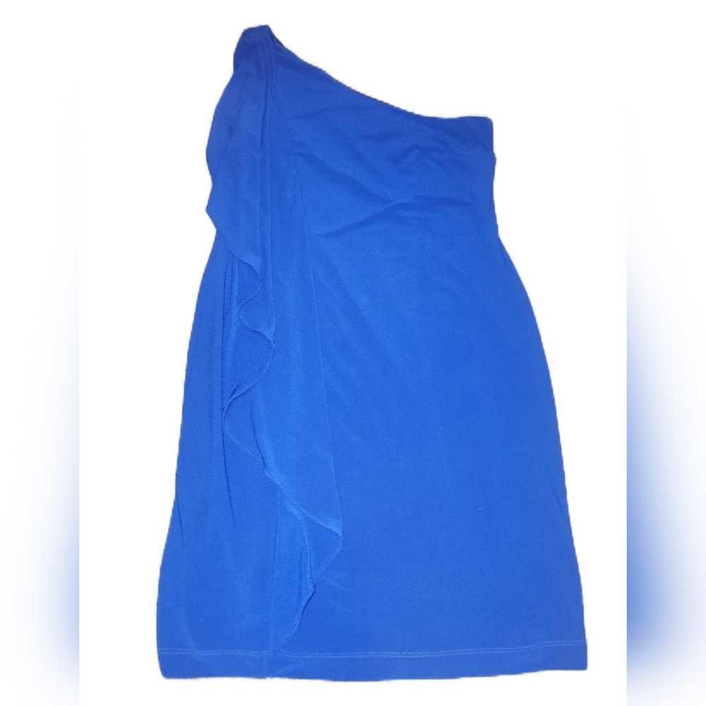London Times Size 12 Dark Blue One Shoulder Formal Dress